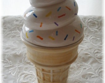 Soft Serve Ice Cream Cone with Sprinkles Trinket Box or Dish