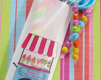Candy favor Bags, Sweet Shoppe Cart, sweet shop Favor bags, Candy Buffet, Birthday party, Sweets, Treat bags