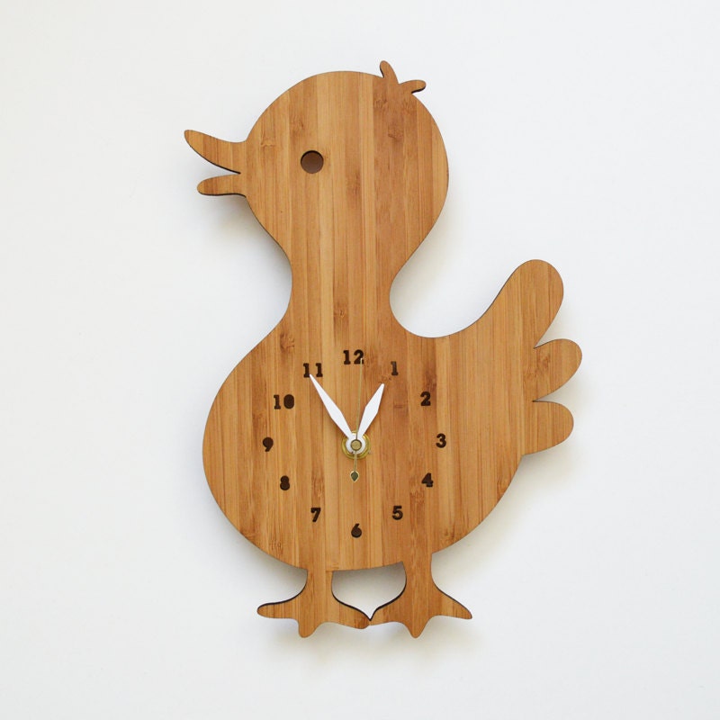 SALE Wall clock Cute Duck with numbers for kids room made