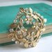 SALE Secret Garden vintage 1960s brooch - gold vines with clear diamente