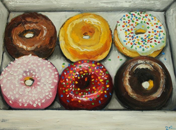 Donuts still life painting 13 18x24 inch original oil by RozArt