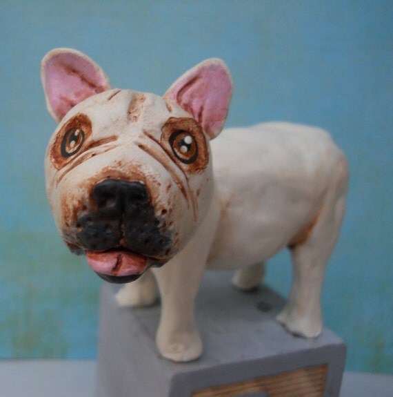 Customize your Dog clay folk art sculpture by indigotwin on Etsy