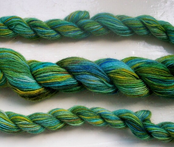 Hand painted alpaca yarn emerald green by SpinningStreak on Etsy