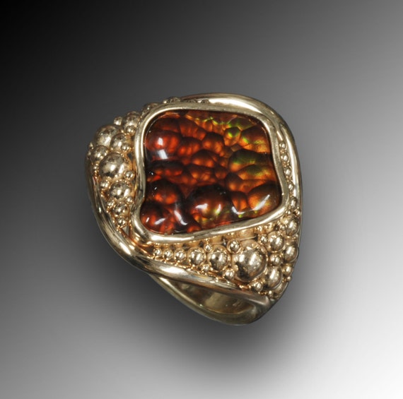 14K gold Fire agate ring