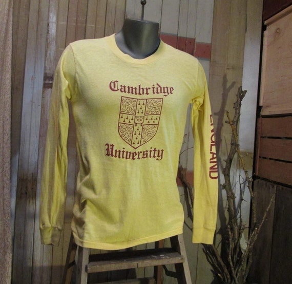 Cambridge University England Tshirt vintage 70s Screen Stars Cotton simple print M L