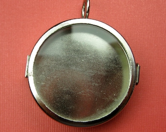 Large Glass Locket Empty Space Silver Pendant