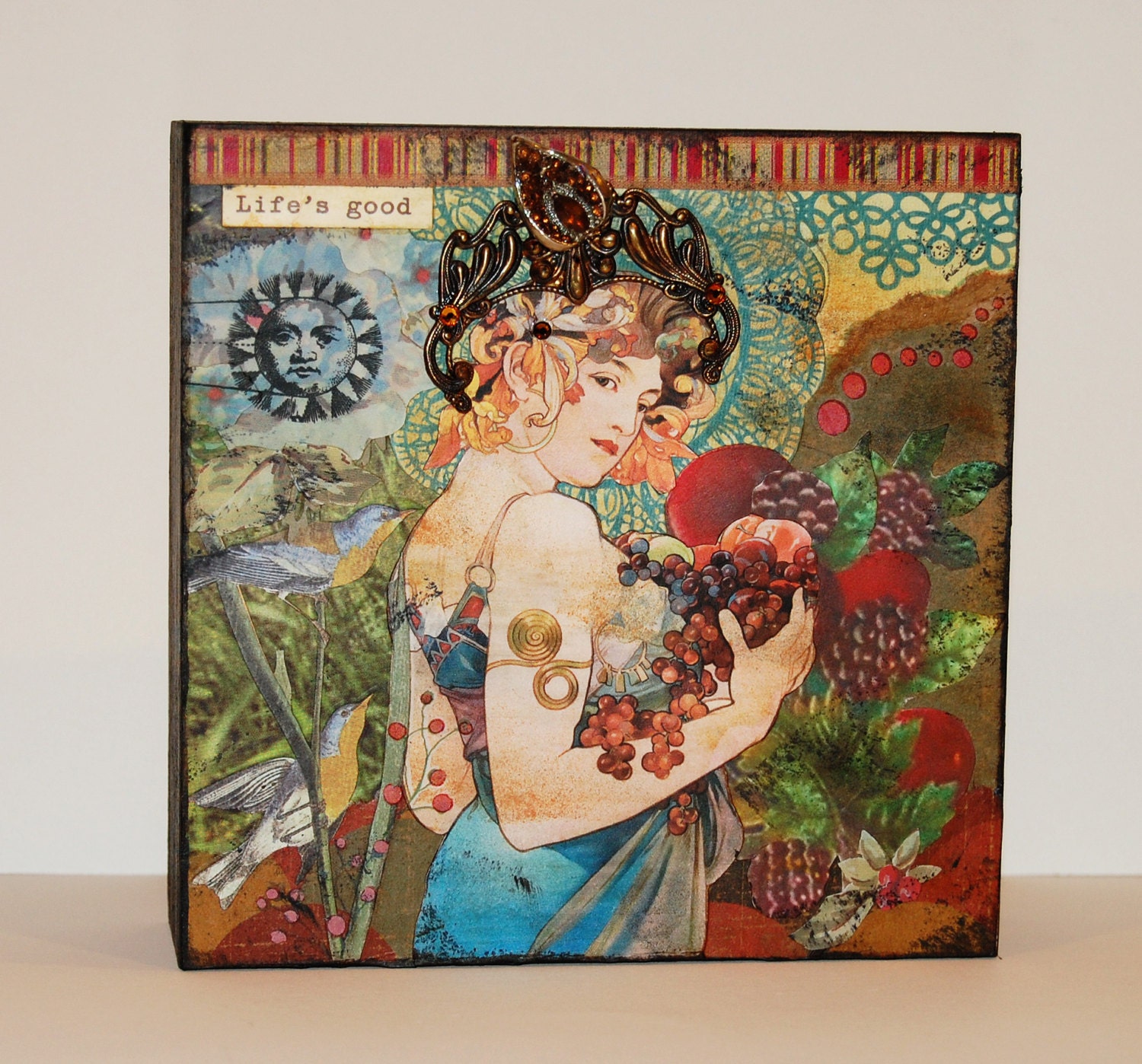 Original Mixed Media Collage Art Life is Good