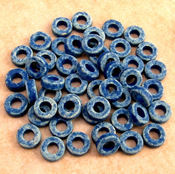 Greek Ceramic Thick Round Washer Beads 6mm Denim Blue