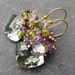 Green amethyst earrings gold vermeil pink amethyst pyrite vesuvianite mermaid cluster statement large dangle gemstone jewelry --Thornfield--