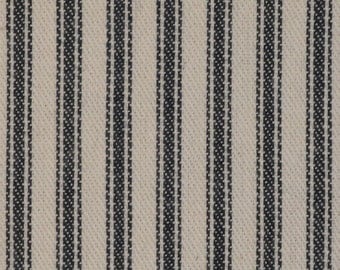 Black Ticking Material | Ticking Cloth | Vintage Inspired Ticking | Stripe Material | Cotton Ticking | Twill Ticking | 1 Yard
