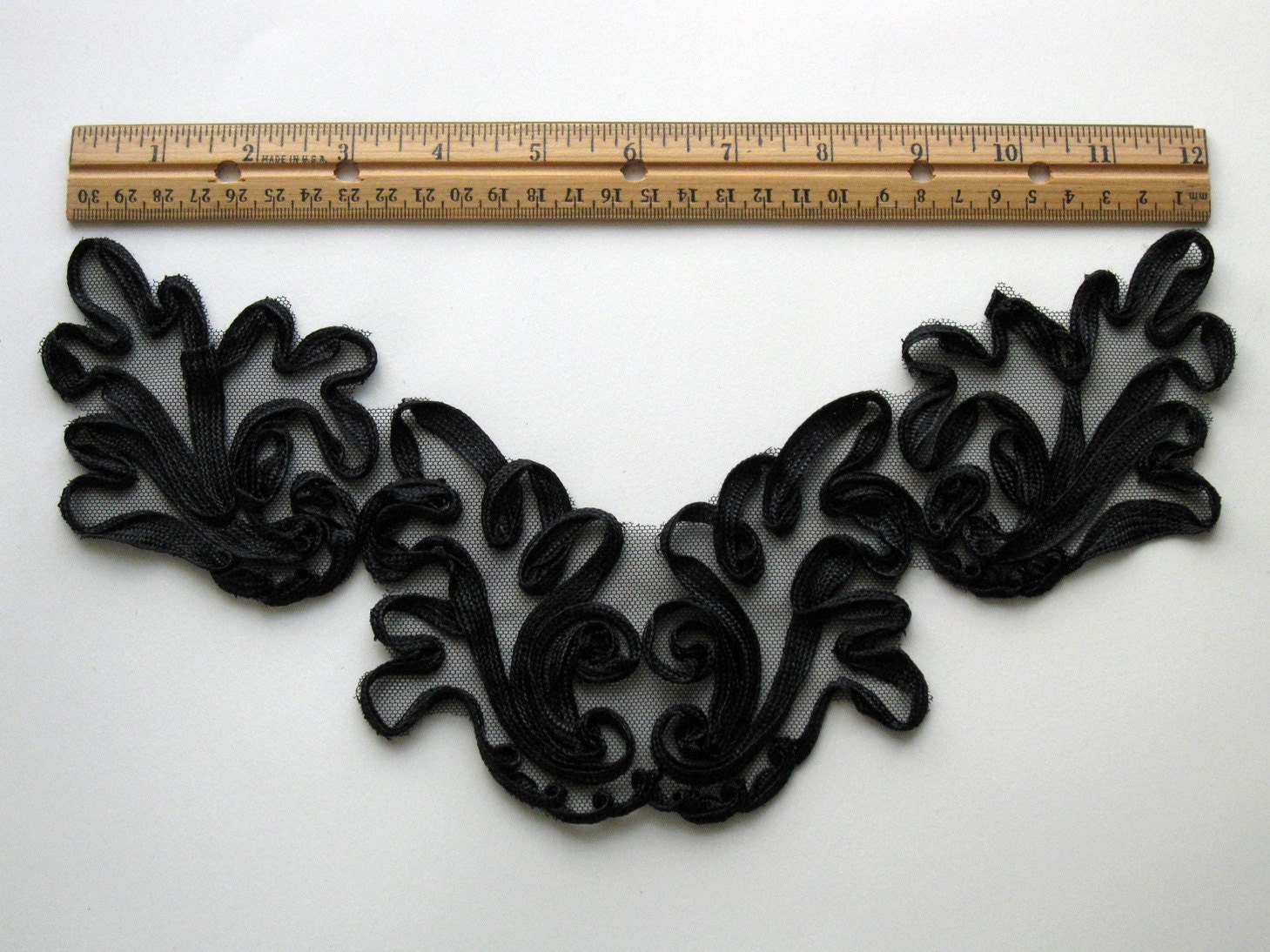 1 Vintage Black Lace Applique