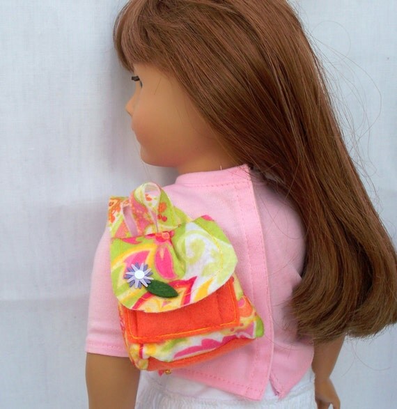 American Girl Doll or 18 inch doll Decorated School Backpack