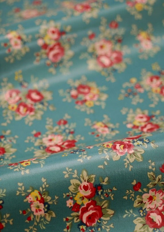 2802 Cath Kidston Bunch Flowers Pale Blue Oilcloth