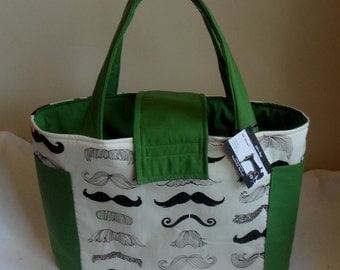 Large Where's My Stache Mustache Diaper Bag Tote YOU CHOOSE ACCENT