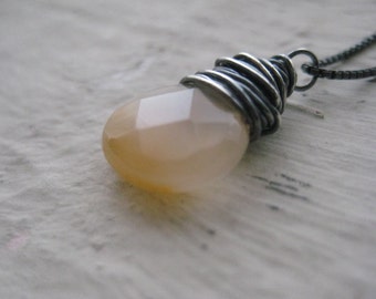 Carnelian Necklace- Sterling Silver Oxidized, Wire Wrapped