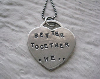 Better Together We... Necklace- Sterling Silver, Heart Charm, Stamped