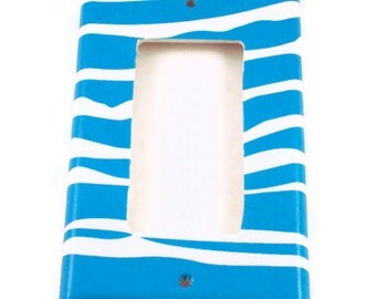 Rocker Light Switch Cover Single Switchplate Switch Plate in Funky Zebra Blue (094R)