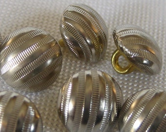 Set of 5 Small VINTAGE Silver Metal BUTTONS