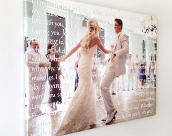 Wedding Gift First Dance Lyrics/ Gift for Wife Custom Canvas / Your Wedding Photo with your Lyrics/ Vows/ Love Story
