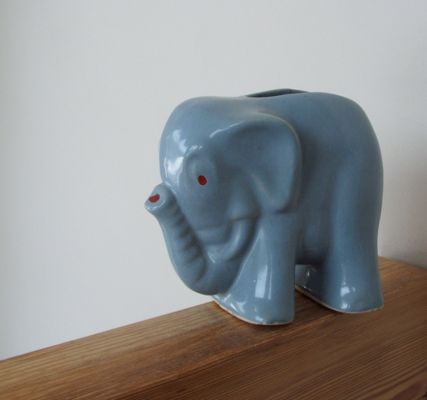 Mid Century Blue Elephant Planter