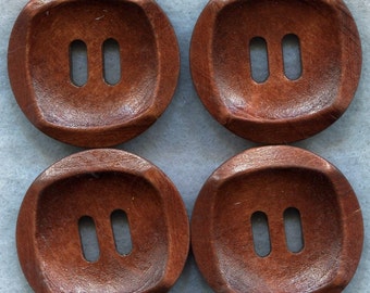 Rusty Brown Wood Buttons Wooden Buttons 30mm (1 1/4 inch) Set of 8 /BT203