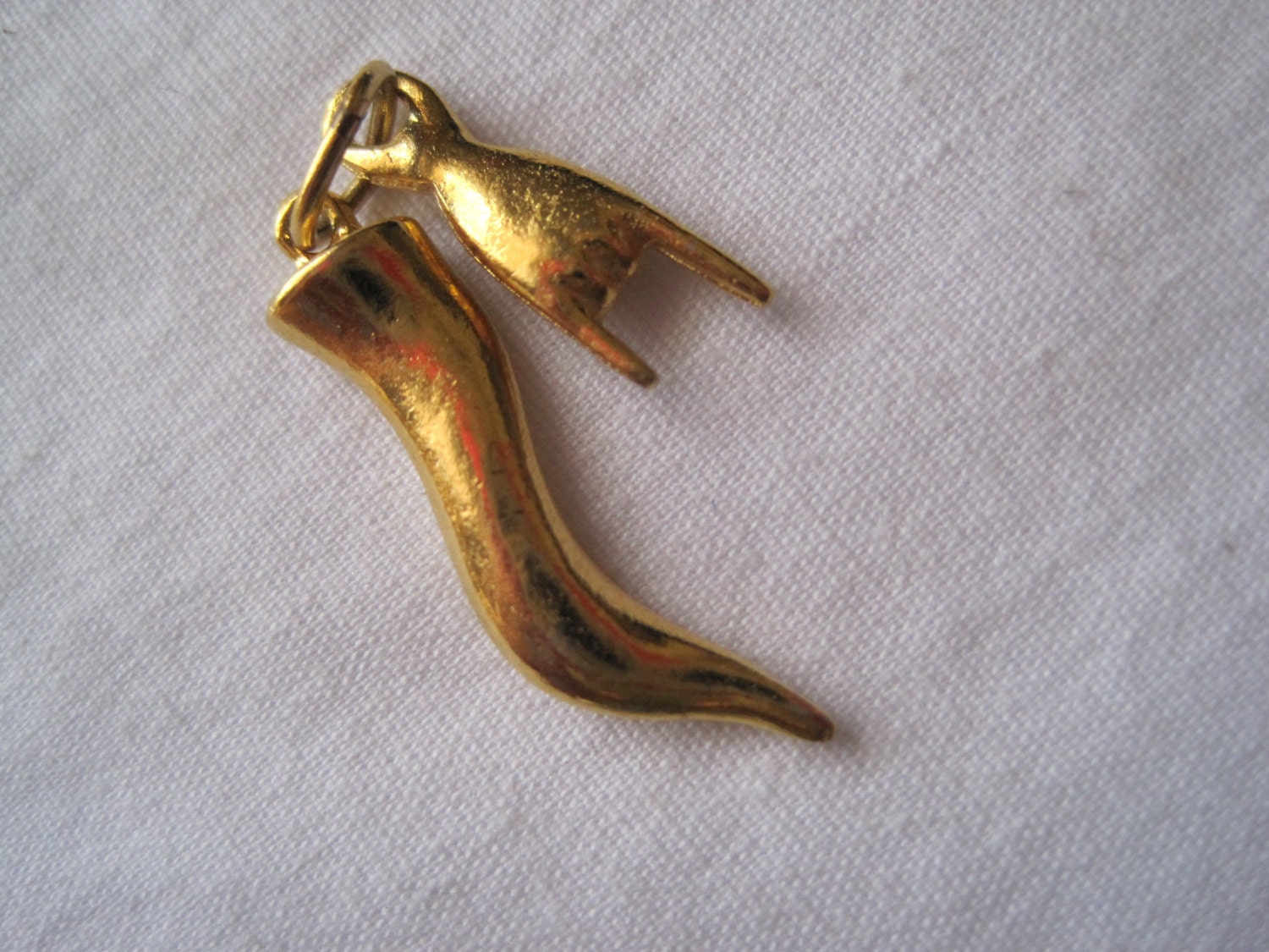 Vintage Italian Horn Pendant Charm Cornicello and Good Luck