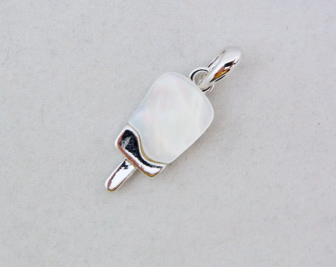 Small Silver-tone Popsicle-Fudgsicle Pendant Mother of Pearl