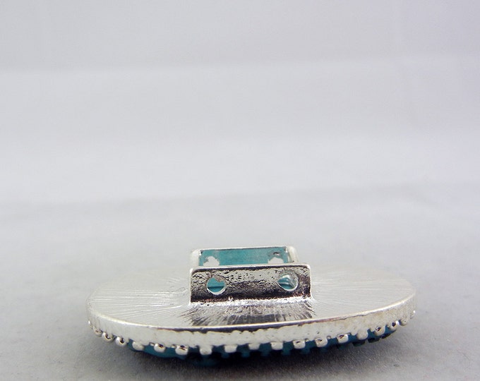 Silver-tone Blue Acrylic Buddha Slide Charm