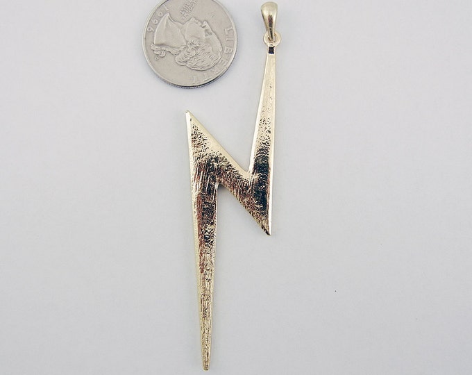 Lightning Bolt Pendant with Topaz Rhinestones Gold-tone