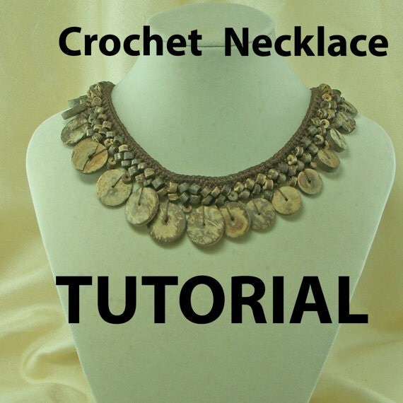 Crochet Wooden Disk Bead Necklace Tutorial by ljeans on Etsy