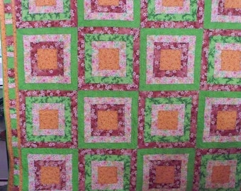 SQUARES WITHIN, Full or Queen size quilt
