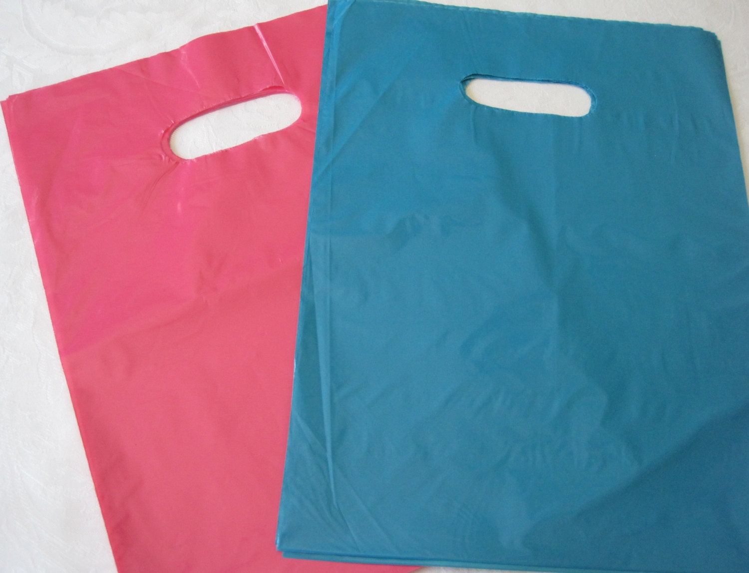 50 Pink Plastic Bags Blue Plastic Bags Hot Pink Bags Glossy