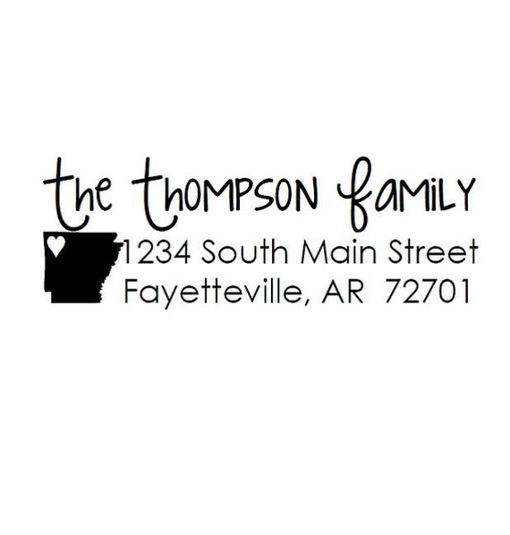 Items similar to Custom Address Stamp Style Arkansas State on Etsy