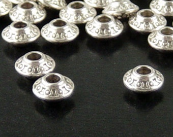 Bead Spacer 100 Antique Silver Bicone Saucer 6mm x 4mm NF (1111spa06s1)