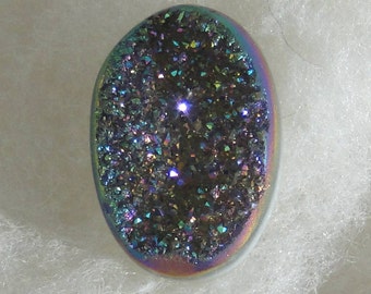 Titanium Druzy oval gem, all crystal top, multi color, 11.65 carats 096-10-088