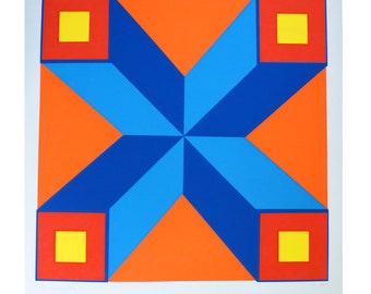 1970s Op Art Screen Print Space Age Modern