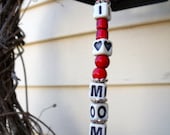 SILVERWARE WIND CHIMES WindChimes  "I Love / Heart MoM" from REcYcLeD, REpurposed anTiQue Silverware with Red and SiLver glass beads