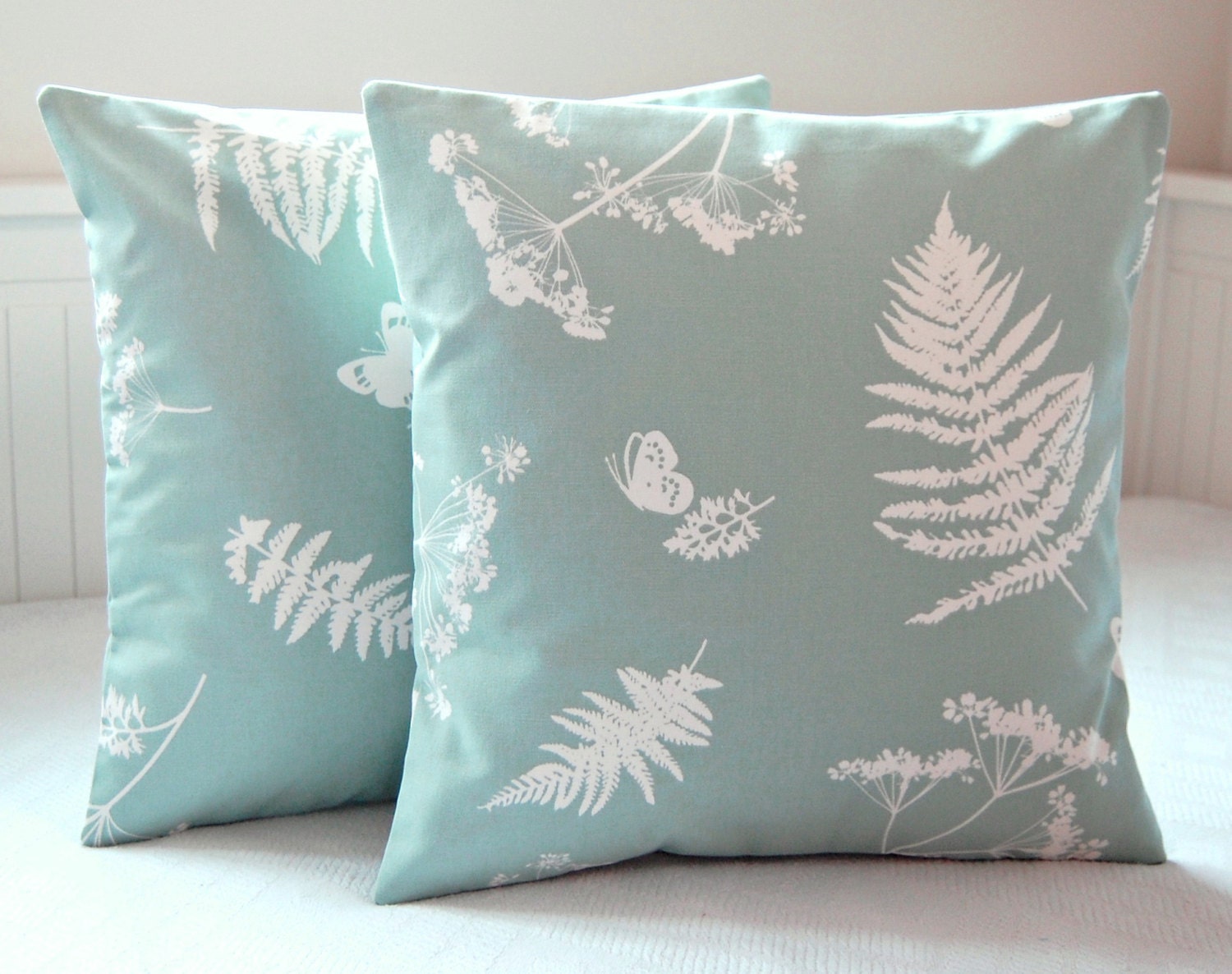 cover pillow envelope egg duck ferns white blue inch cushion 16 cover butterflies