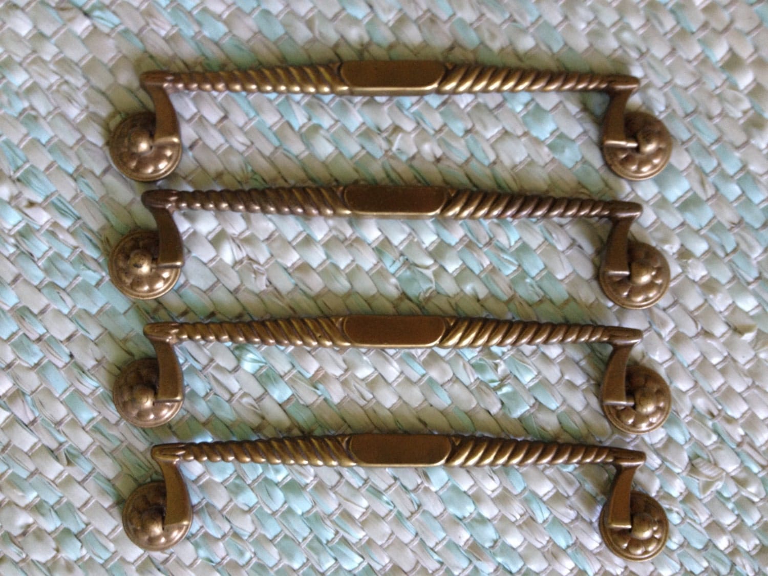 1 Antique Rare KEELER Drop Pull, ART DECO Brass, Monogram Drawer Pull