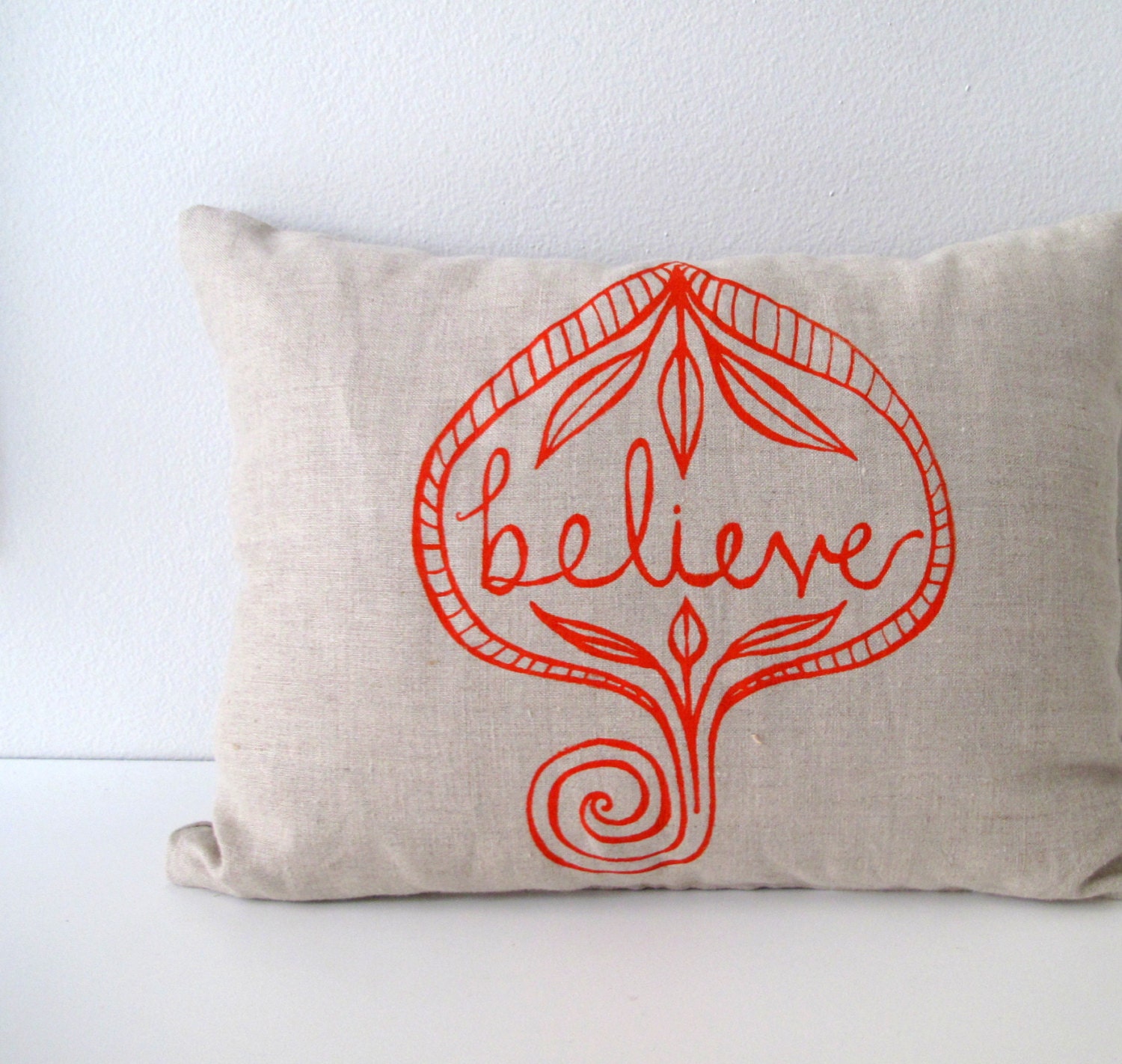 Pillow Cover. Cushion Cover. Believe design 12 x 16 inches
