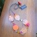 Resin bead double layer necklace in Hot Pink, Orange and Frost White coins