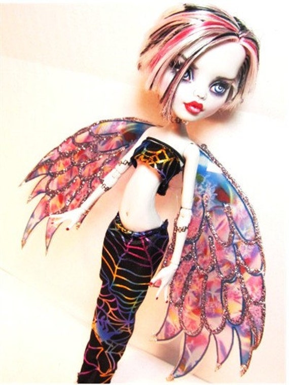 Monster High Custom Doll ANGEL Wings Lilac Glow OOAK One of a