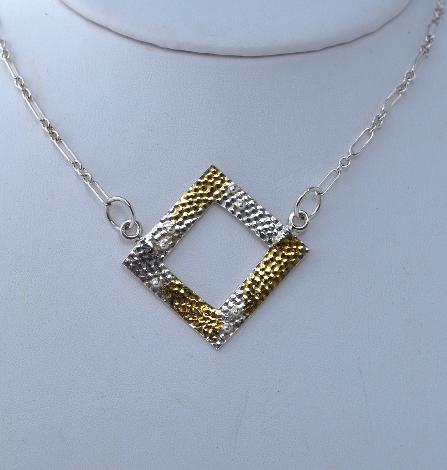 Handmade Fine Silver Square Pendant with by donnaohdesigns on Etsy