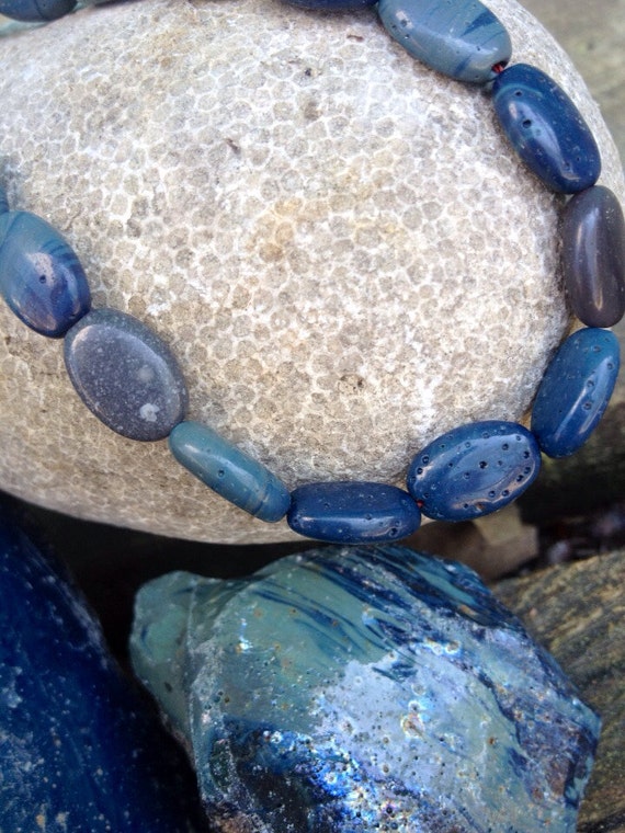 Leland Blue Stone Beads in 16 Oval mix LAKE