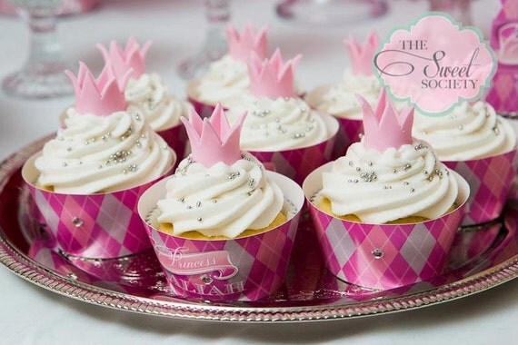 PINK ARGYLE PRINCESS Printable Cupcake Wrappers Il_570xn