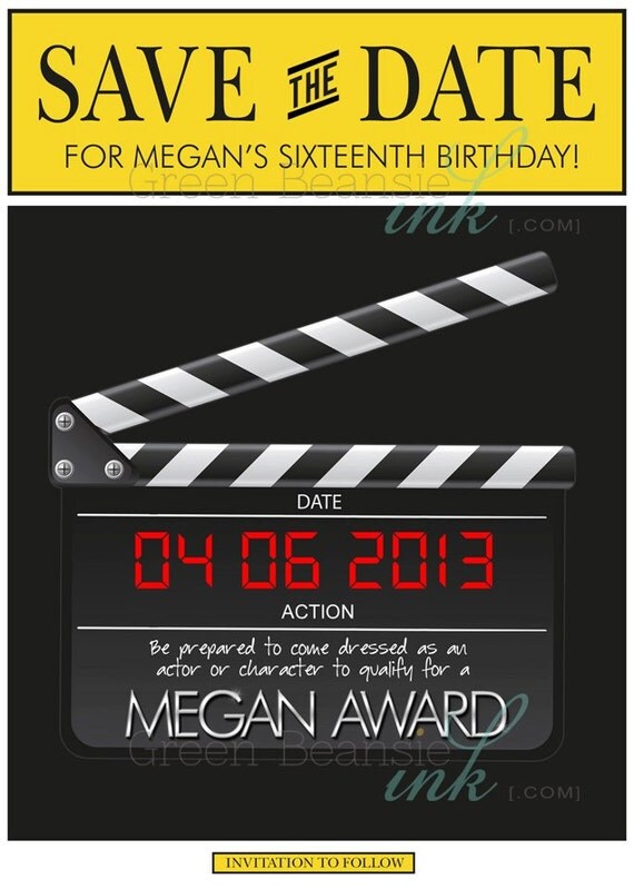 BROADWAY HOLLYWOOD Save The Date Printable Party Invitation BROADWAY HOLLYWOOD Save The Date Printable Party Invitation
