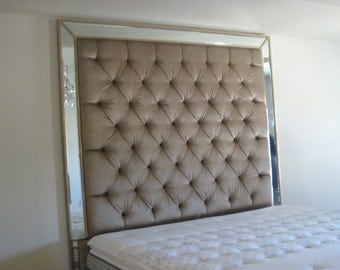 Headboard King Size Upholstered Headboard Headboard with Mirrors Tufted Headboard Custom Headboard Bed