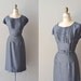 vintage 50s dress / 1950s dress / Gunmetal Silk Pleat dress