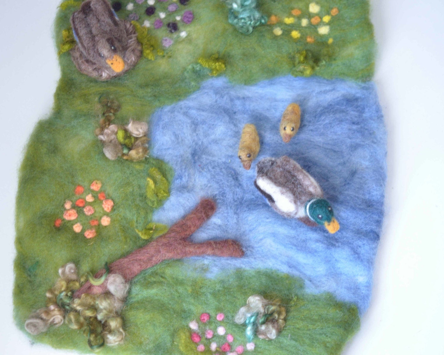 Summer Felted Duck Pond Playmat Set Eco-Friendly Wool Kids