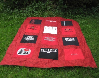 Custom Twin Size Tshirt Memory Quilt made with your own T shirts